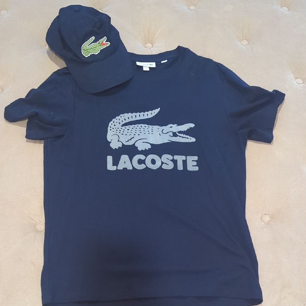 Lacoste Mens Navy Blue T-Shirt and Cap Set